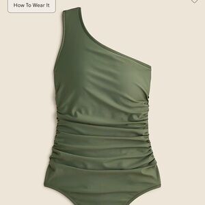 Jcrew One-Shoulder Olive Green Swimsuit